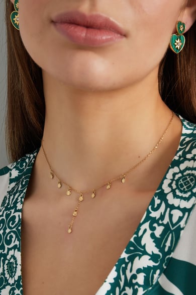 Lange Halskette mit runden Anhängern – Goldfarbe  - Goldfarbefarbe h5 Bild3